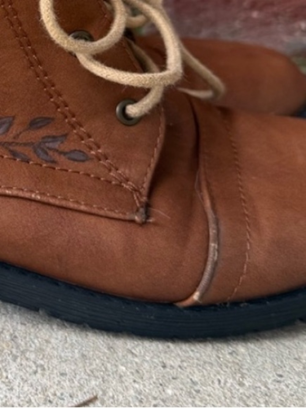 Hand Painted - Women’s Brown Fall Floral & Pumpkin - Combat Boot & Knit Collar - Picture 9 of 9